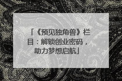 《预见独角兽》栏目：解锁创业密码，助力梦想启航
